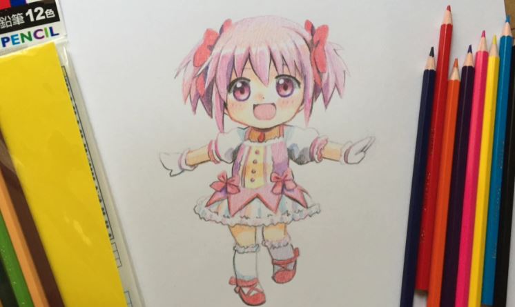 まどマギ 鹿目まどかを色鉛筆で描いてみた まるで ガラス玉ような立体感のある瞳 の描き込みにウットリ 下書きの時点でめっちゃ上手い