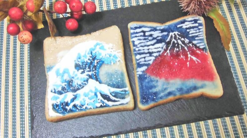 葛飾北斎 冨嶽三十六景 を和アートなウェーブトーストで再現 あまりに高い出来栄えに 誠に大義であった の声