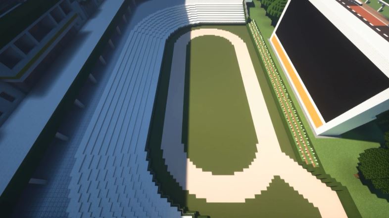マイクラで競馬場を作ってみた 芝 ダート 障害 直線 自分で作ったコースを馬で走る映像は爽快 ニコニコニュース オリジナル