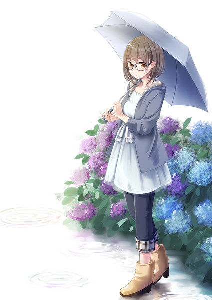 梅雨ならではの情景 傘 あじさい 女子 のイラスト詰め合わせ