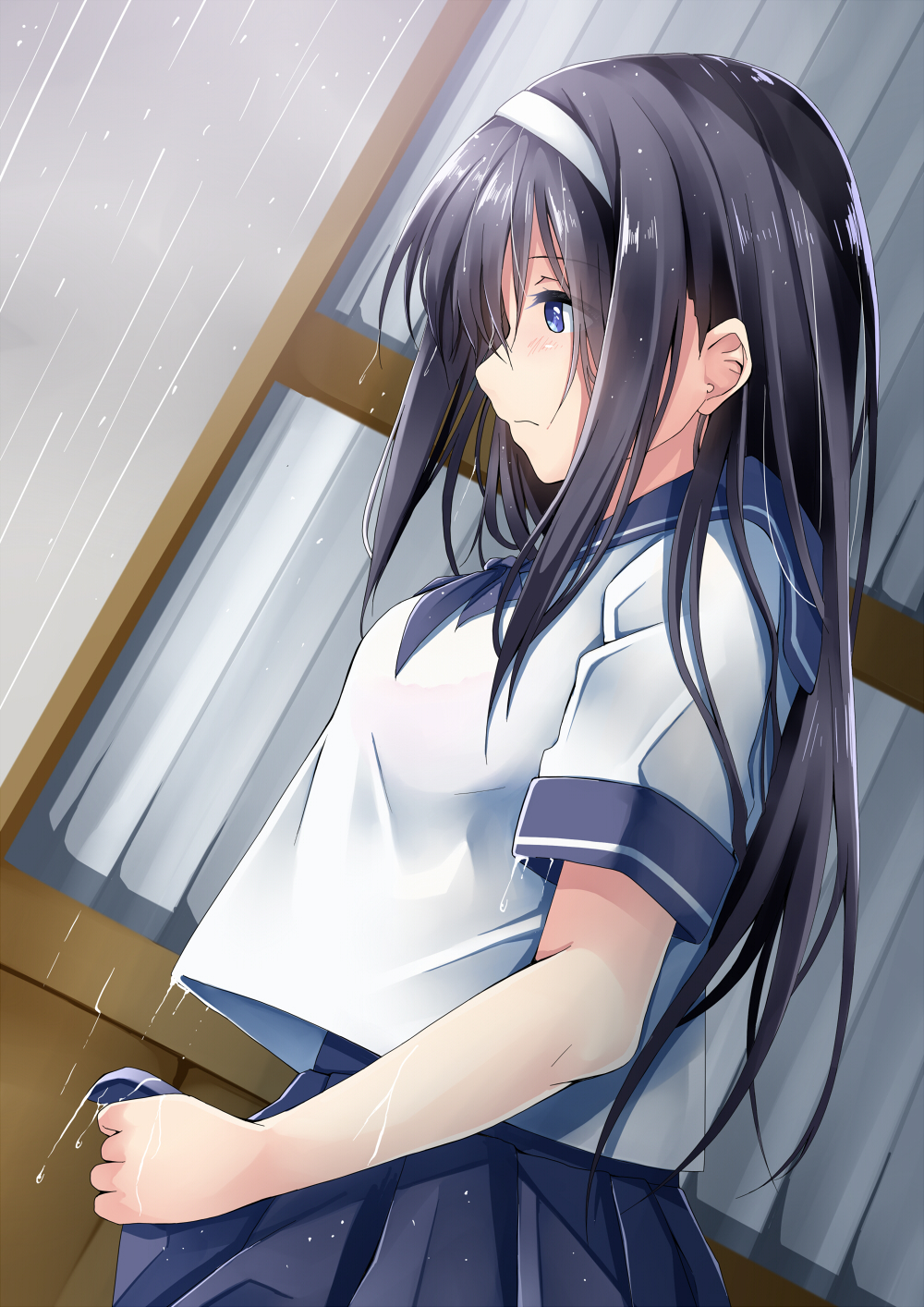 雨に濡れた美少女 厳選イラスト集 しっとり濡れた髪から感じる梅雨限定の魅力に抗えない