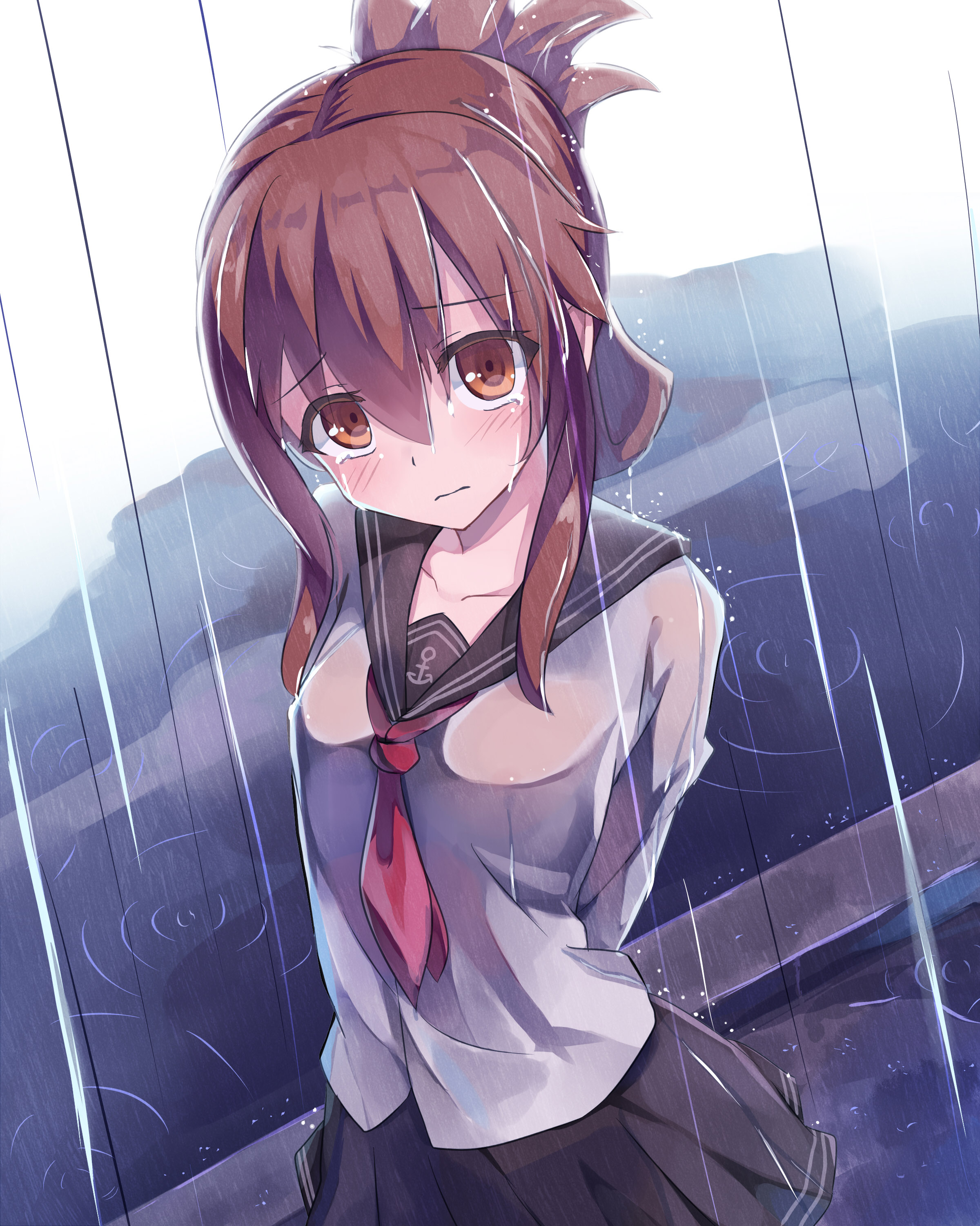 雨に濡れた女の子 のイラストまとめ 衣服の濡れ透けた肌感 哀愁漂う表情に注目 の画像 02 Nuresuke