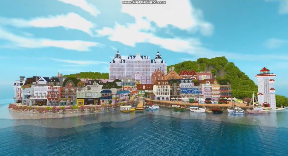 マイクラで ハートアイランド が完成 カラフルな建物や映画を再現したホテル 美しい島の景色に あぁ いいなぁ ここに住みたい の声 ニコニコニュース オリジナル