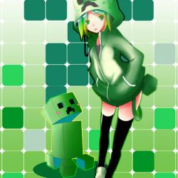 油断ならない可愛らしさ マインクラフト クリーパーのパーカーを着た女子のイラスト集