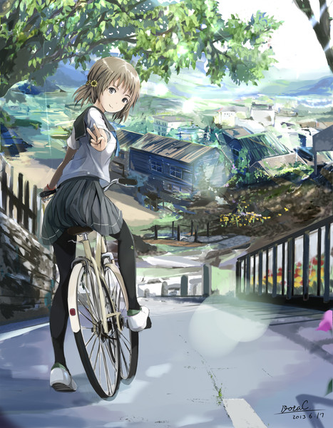 これも青春 制服で自転車に乗る 女子学生イラストまとめの画像 01 i