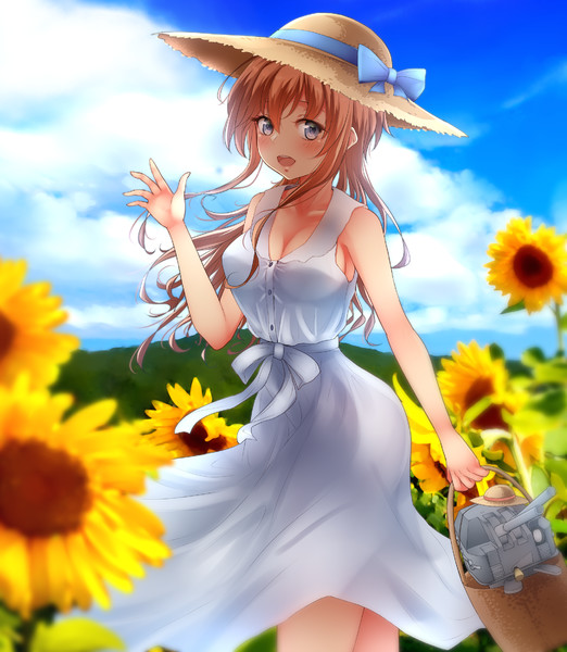 夏の最高な組み合わせ 麦わら帽子と白ワンピース 似合う女の子イラスト特集の画像 Mgwwnp 03