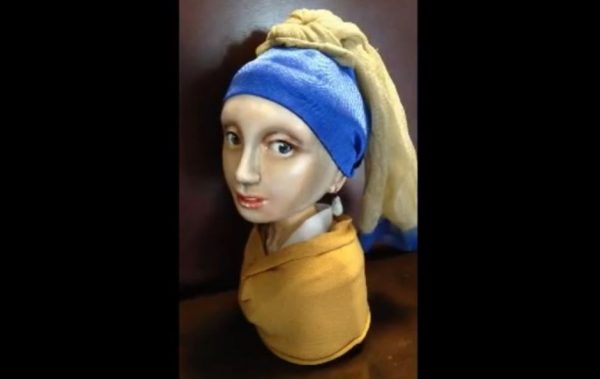 フェルメールの『真珠の耳飾りの少女』を“立体化”してみた！ 粘土で作った少女の像に「絵から出てきたみたい」「びっくり」の声