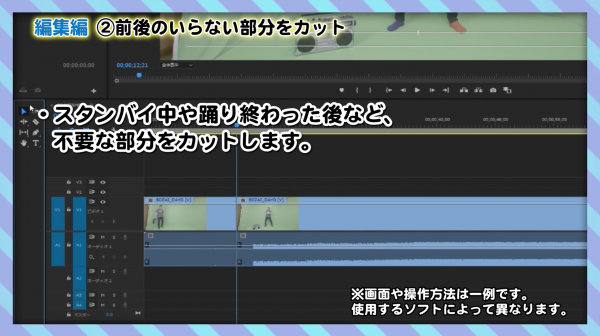 踊ってみた編集編　②前後のいらない部分をカット