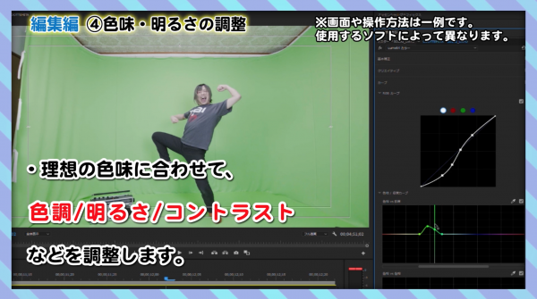 踊ってみた編集編　④色味・明るさの調整　色調、明るさ、コントラスト