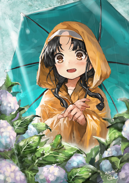 雨の日はちょっと嬉しい レインコート を着た可愛い女の子イラスト詰め合わせの画像 Raink 07