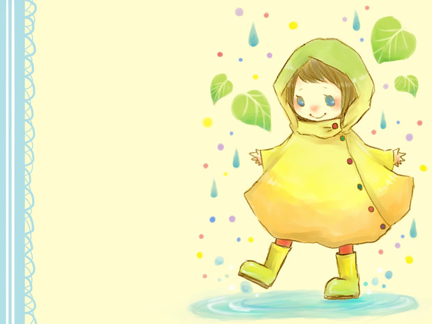 雨の日はちょっと嬉しい レインコート を着た可愛い女の子イラスト詰め合わせの画像 Raink 04