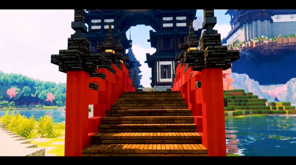 マイクラで 和風浮島城 を作ってみた 初詣用に神社も建立し 和風ファンタジー の世界が完成 ニコニコニュース オリジナル