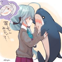 可愛い カッコいい 大きいサメのぬいぐるみ を抱えた女の子キャラクターイラスト集 ニコニコニュース オリジナル