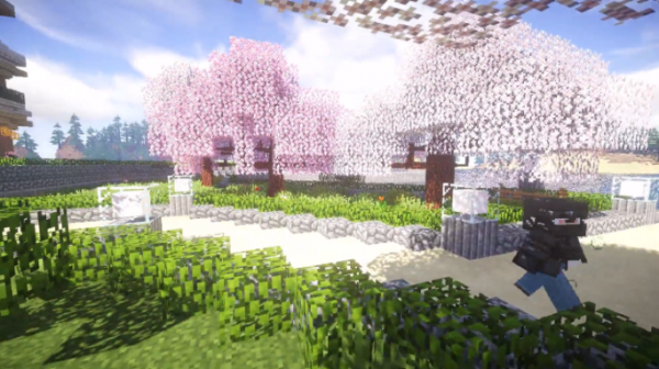 満開の桜が咲き誇る島と豪邸をマイクラで建ててみた！ ギミックたっぷりの内装など見どころがたくさん