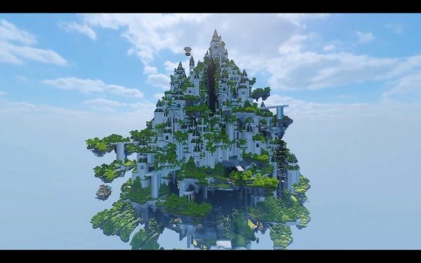 『Minecraft』“空島をたくさん作る”を目標に広がる大規模建築。城や天文台、ビーチに温泉まで独特の世界観で建てられた空島での建築風景をご紹介