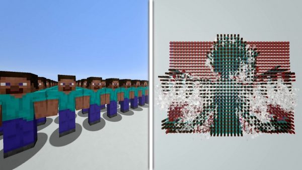 『Minecraft』スティーブで『Bad Apple!!』の影絵PVを再現！ 並んだスティーブで霊夢や魔理沙を描写する発想に「人の心ォ！」「本当に凄いな…」の反響